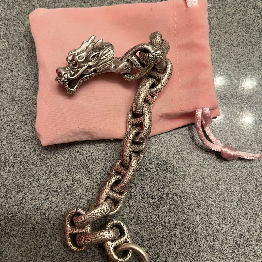 Silver Dragon Head Men's Chain Bracelet - stainless steel